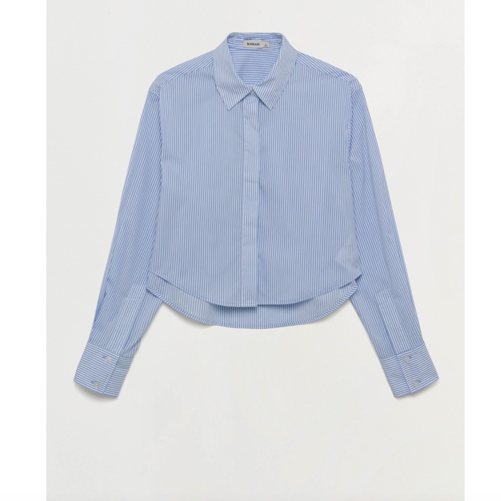 NWT SIMKHAI Jonathan Simkhai Renata Cropped Striped Shirt XS